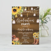 ウェスタン素朴卒業式パーティーひまわり 招待状 (スタンド正面)