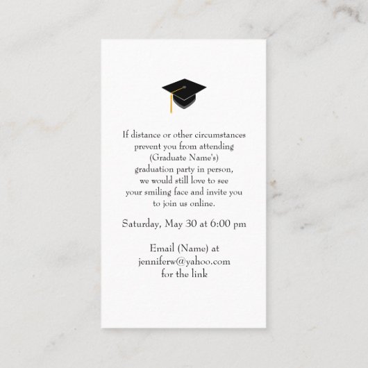 ウェスタン素朴卒業記念パーティー参加票 名刺 (裏面)