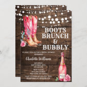 ウェスタン素朴女性のカーボーイブライダルシャワーパーティー 招待状 (正面/裏面)