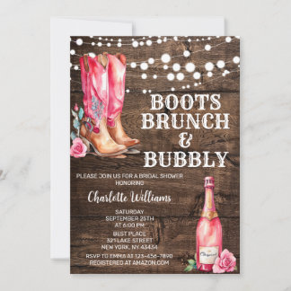 ウェスタン素朴女性のカーボーイブライダルシャワーパーティー 招待状