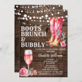 ウェスタン素朴女性のカーボーイブライダルシャワーパーティー 招待状 (正面/裏面)