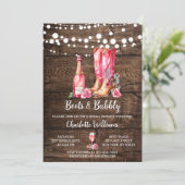 ウェスタン素朴女性のカーボーイブライダルシャワーパーティー 招待状 (スタンド正面)