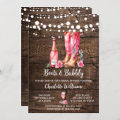 ウェスタン素朴女性のカーボーイブライダルシャワーパーティー 招待状 (正面/裏面)
