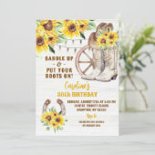 ウェスタン素朴女性のカーボーイブーツサンフラワー誕生日 招待状 (スタンド正面)