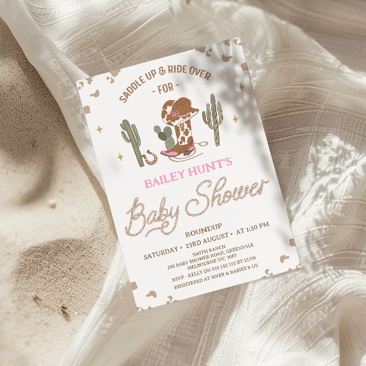 ウェスタン素朴女性のカーボーイブーツ女性のカーボーイベビーシャワー 招待状