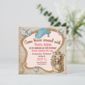 ウェスタン素朴女性のカーボーイホース誕生日招待状 招待状 (スタンド正面)