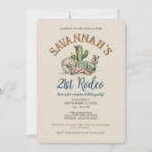 ウェスタン素朴女性のカーボーイロデオバースデーパーティー 招待状 (正面)
