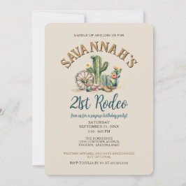 ウェスタン素朴女性のカーボーイロデオバースデーパーティー 招待状
