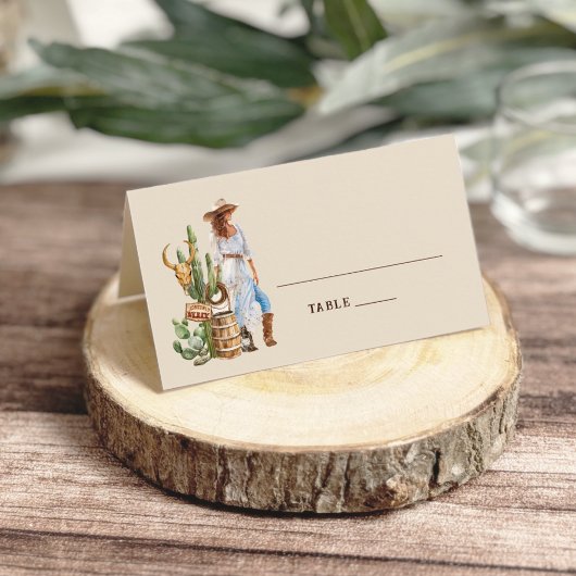 ウェスタン素朴女性のカーボーイ結婚ズ プレイスカード