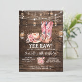ウェスタン素朴女性のカーボーイ誕生日パーティー 招待状 (スタンド正面)