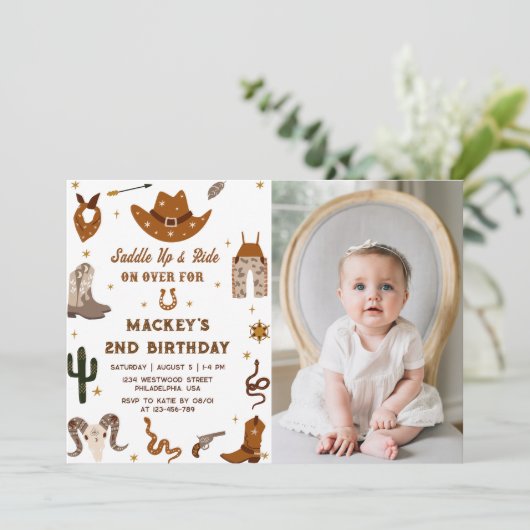 ウェスタン素朴誕生日第2期バースデーパーティー写真 招待状 (スタンド正面)