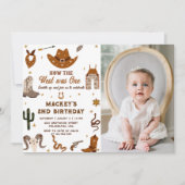 ウェスタン素朴誕生日1歳の誕生日パーティー写真 招待状 (正面)