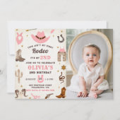 ウェスタン素朴誕生日2nd誕生日パーティー写真 招待状 (正面)