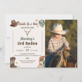 ウェスタン素朴誕生日3歳の誕生日パーティー写真 招待状 (正面)