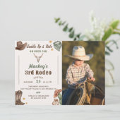 ウェスタン素朴誕生日3歳の誕生日パーティー写真 招待状 (スタンド正面)