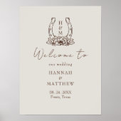 ウェスタン素朴・ボホ結婚の歓迎サイン ポスター (正面)