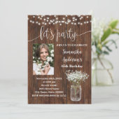 ウェスタン素朴・レッズパーティー誕生日と写真 招待状 (スタンド正面)