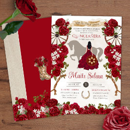 ウェスタン素朴 – レッドローズ – チャロキンセアニェラ 招待状