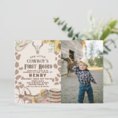 ウェスタン素朴・ロデオ・カウボーイ1stバースデーフォト 招待状 (スタンド正面)