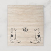 ウェスタン結婚ズのカウボーイ素朴ブーツ茶色の木 プレイスカード (外部開封)