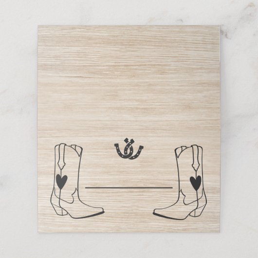 ウェスタン結婚ズのカウボーイ素朴ブーツ茶色の木 プレイスカード (外部開封)