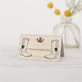 ウェスタン結婚ズのカウボーイ素朴ブーツ茶色の木 プレイスカード (正面)