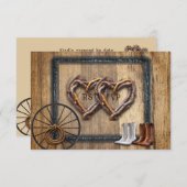 ウェスタン結婚ズのツイグフレーム、ブーツワゴンホイール 出欠カード (正面/裏面)