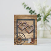 ウェスタン結婚ズのツイグフレーム、ブーツワゴンホイール 招待状 (スタンド正面)