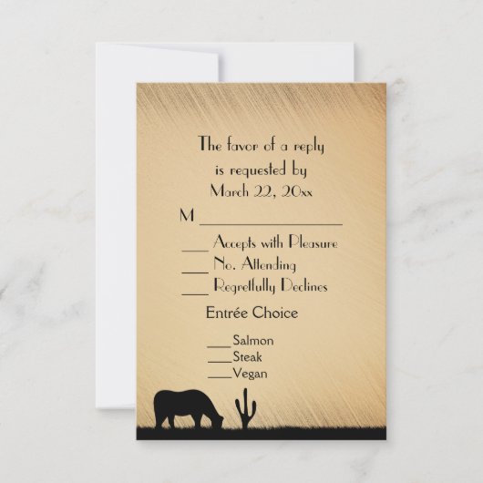 ウェスタン結婚ズのメニューRSVP 出欠カード (正面)