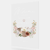 ウェスタン結婚ズのBohoフローラ写真用クレスト馬蹄形 アクリルサイン (傾斜)