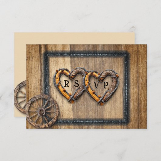 ウェスタン結婚ズのTwigフレームワゴンホイール 出欠カード (正面/裏面)