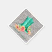 ウェスタン結婚ズカウボーイブーツフラワーズ名前をカスタムする スタンダードカクテルナプキン (角)