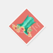 ウェスタン結婚ズカウボーイブーツフラワーズ名前をカスタムする スタンダードカクテルナプキン (角)