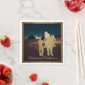 ウェスタン結婚ズカウボーイ女性のカーボーイ名前をカスタムする スタンダードカクテルナプキン (インサイチュ)