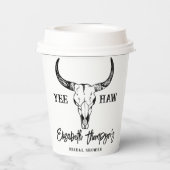 ウェスタン結婚ズカスタムブライダルシャワーモダンホワイト 紙コップ (裏面)