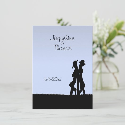 ウェスタン結婚ズテーマ招待状ブルー 招待状 (スタンド正面)