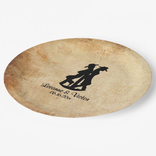 ウェスタン結婚ズパーソナライズされた ペーパープレート (アングル)