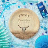 ウェスタン結婚ズ素朴カントリーカウブルスカル ペーパープレート (パーティー)