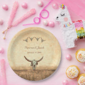 ウェスタン結婚ズ素朴カントリーカウブルスカル ペーパープレート (パーティー)