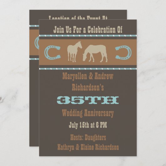 ウェスタン結婚ズ記念日パーティの招待状 招待状 (正面/裏面)