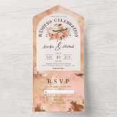 ウェスタン結婚ズ赤面ピンクコウィド オールインワン招待状 (内側)