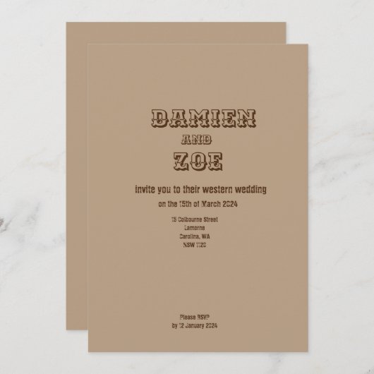 ウェスタン結婚ズ 招待状 (正面/裏面)