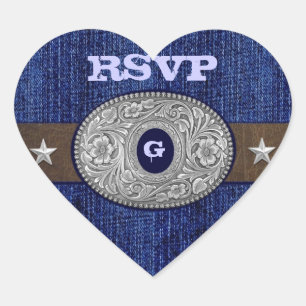 ウェスタン結婚ズDenimハートRSVP封筒用シール ハートシール