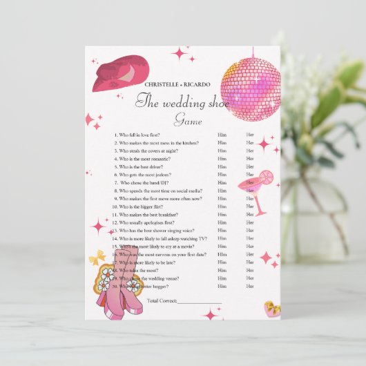 ウェスタン結婚ディスコのシューゲームパーティーゲームカード 案内状 (スタンド正面)