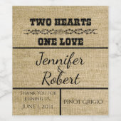 ウェスタン結婚バーラップのワインラベル ワインラベル (シングルラベル)