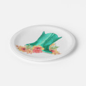 ウェスタン結婚パーティーのカウボーイブーツと花 ペーパープレート (アングル)