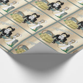 ウェスタン結婚マンガのカップル牧場の風景 ラッピングペーパー (角)