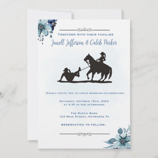 ウェスタン結婚式招待状おもしろいロデオ招待状カード 招待状 (正面)