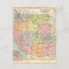 ウェスタン統一された州ヴィンテージマップ ポストカード