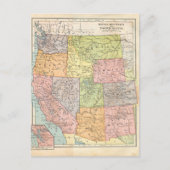 ウェスタン統一された州ヴィンテージマップ ポストカード (正面)